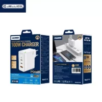 JELLICO Adaptateur secteur Triple port 2X USB-C + 1X USB (100W) JELLICO C118 (Boite/BLISTER) Blanc