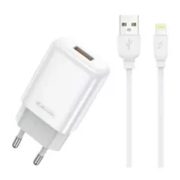 JELLICO Adaptateur secteur USB avec cable USB vers Lightning (2.4 A) JELLICO EU01 (Boite/ BLISTER) blanc