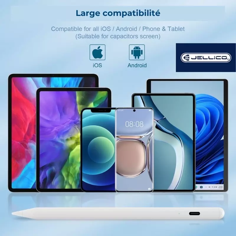 JELLICO Stylet pour smartphones et tablettes JELLICO T1 (Boite/BLISTER) blanc