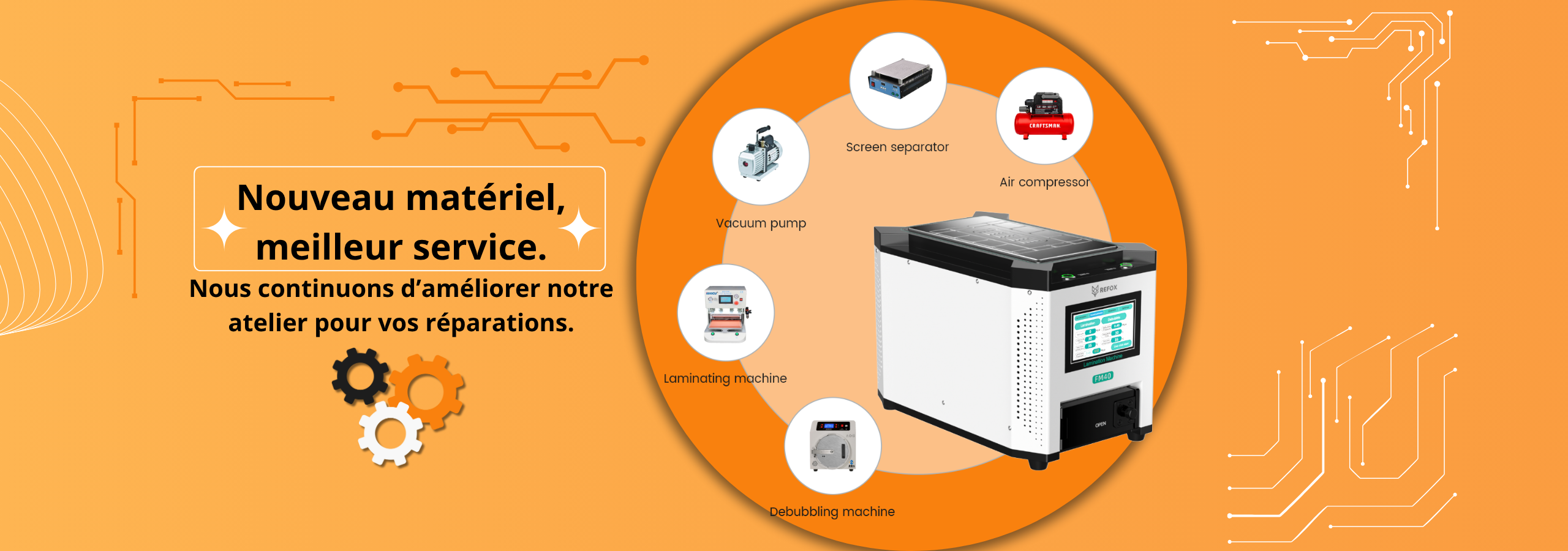 Nouveau matériel, meilleur service. Nous continuons d’améliorer notre atelier pour vos réparations.