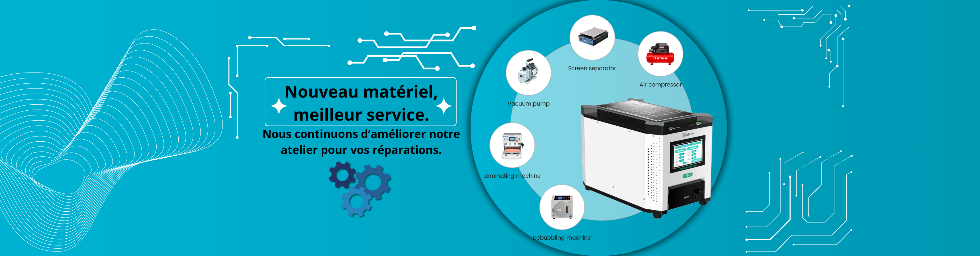 Nouveau matériel, meilleur service. Nous continuons d’améliorer notre atelier pour vos réparations.
